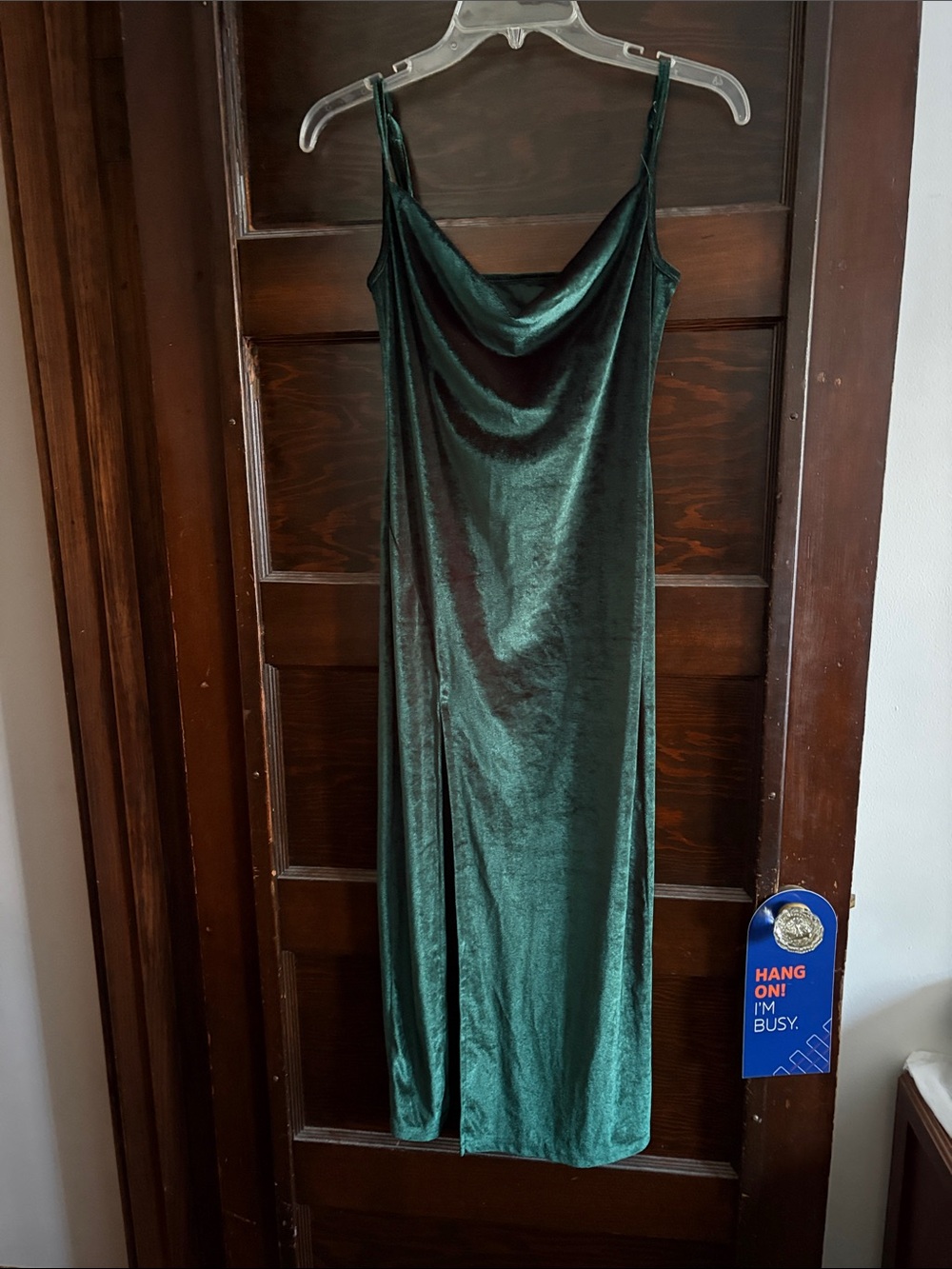 Forest Green Velvet Cowl Slip Dress — homecoming/prom